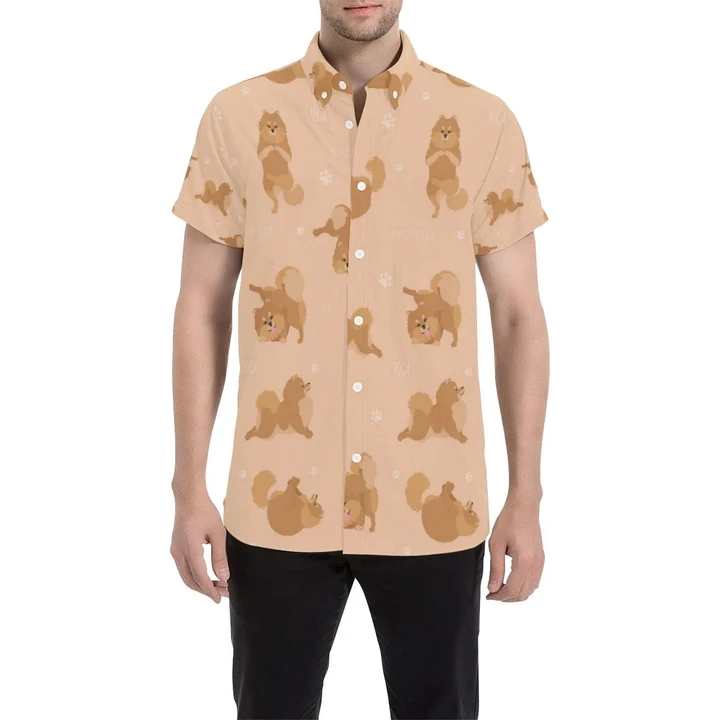 Pomeranians Pattern Print Design A06 3d Men's Button Up Shirt