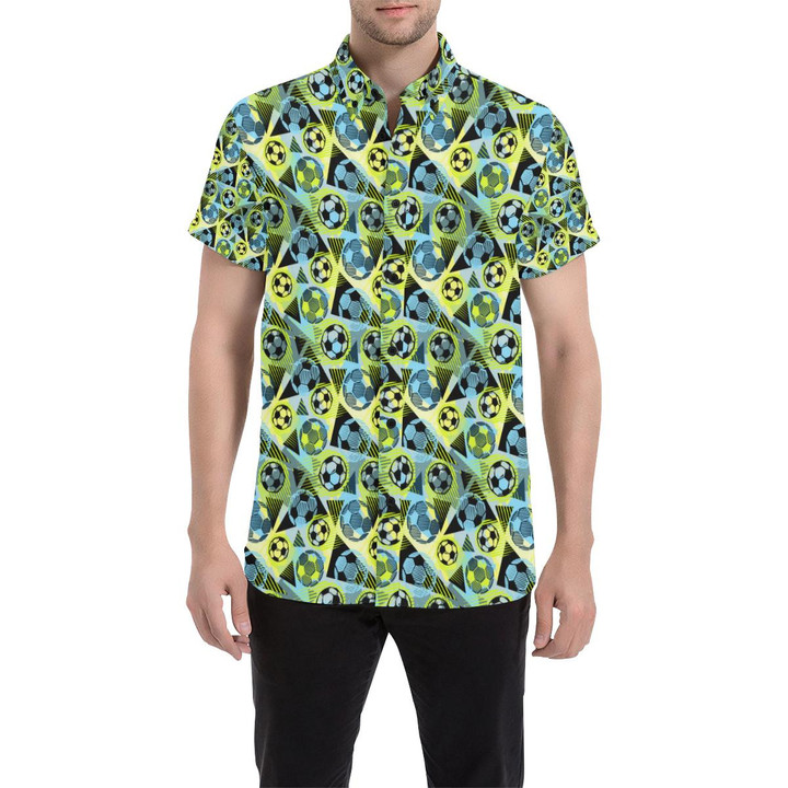 Soccer Ball Themed Print Design 3d Men's Button Up Shirt