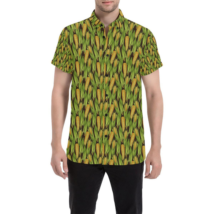 Agricultural Corn Cob Print 3d Men's Button Up Shirt