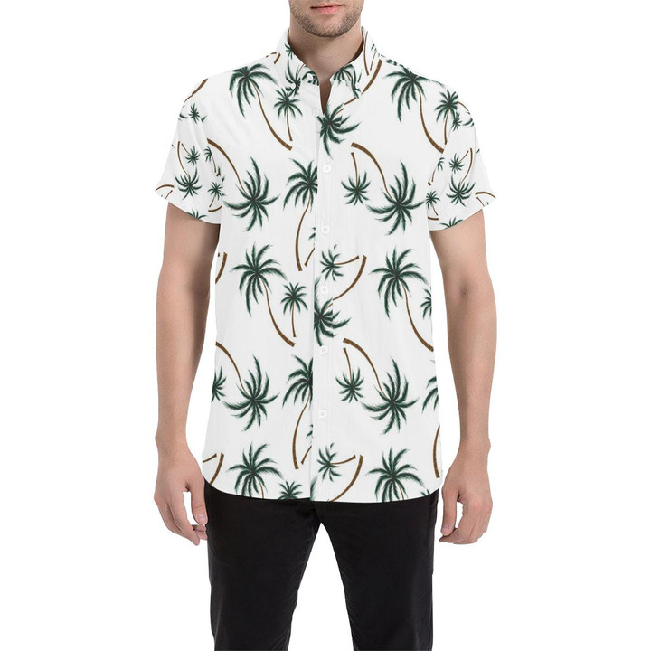 Palm Tree Pattern Print Design Pt07 3d Men's Button Up Shirt
