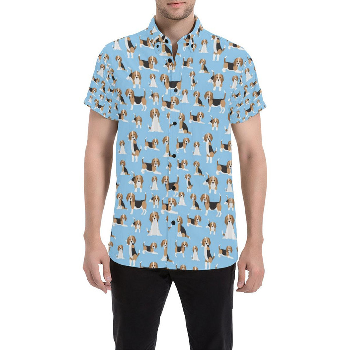 Beagle Pattern Print Design 03 3d Men's Button Up Shirt