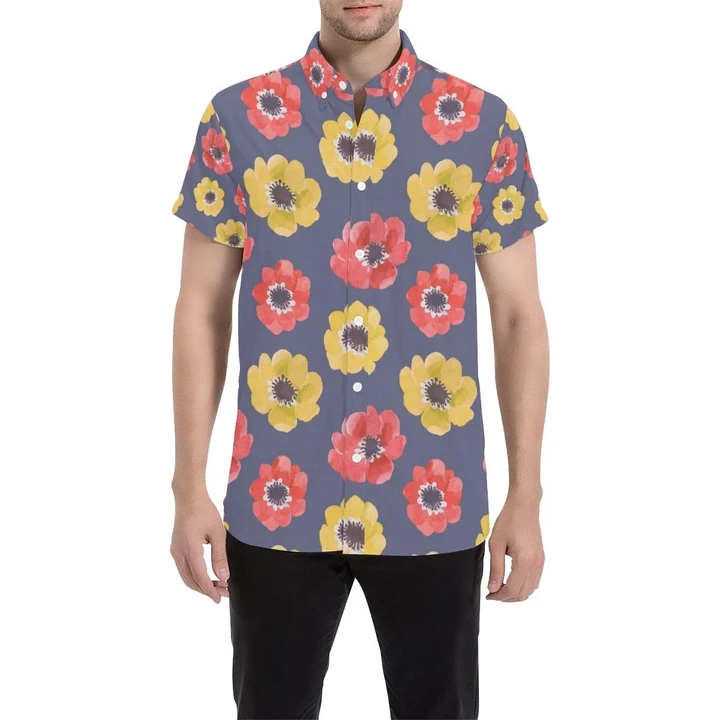 Anemone Pattern Print Design Am010 3d Men's Button Up Shirt