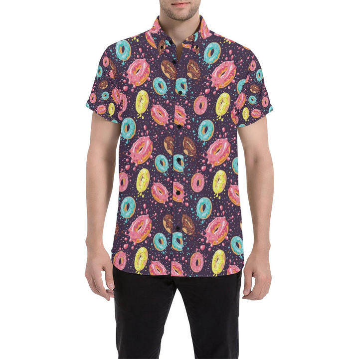 Donut Pattern Print Design Dn03 3d Men's Button Up Shirt