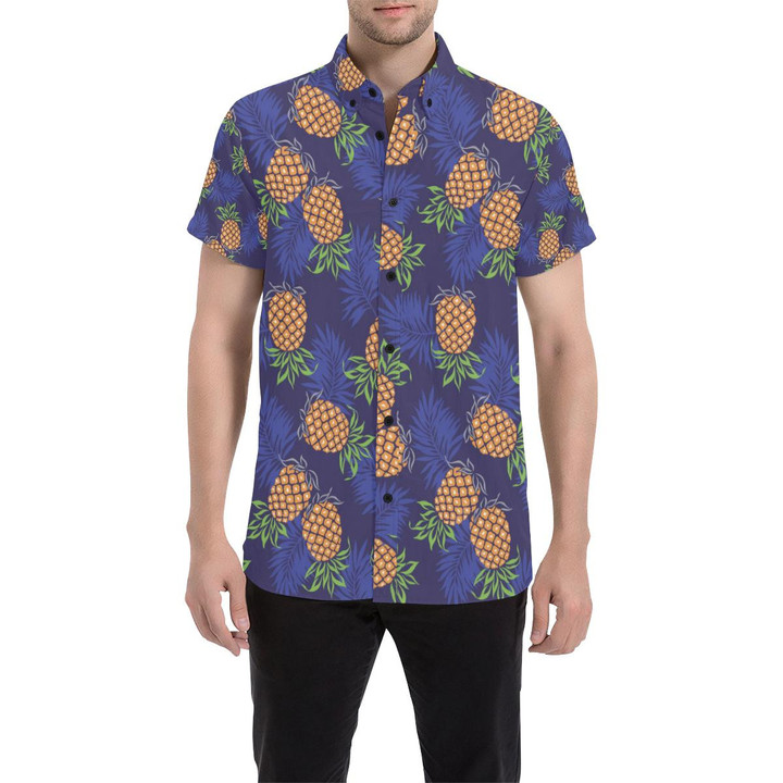 Pineapple Pattern Print Design Pp02 3d Men's Button Up Shirt