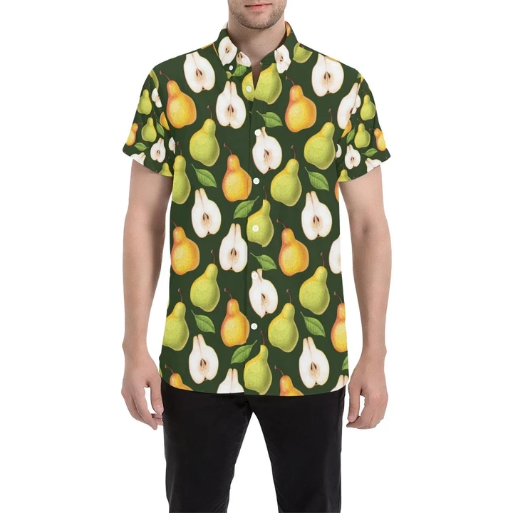 Pear Pattern Print Design Pe06 3d Men's Button Up Shirt