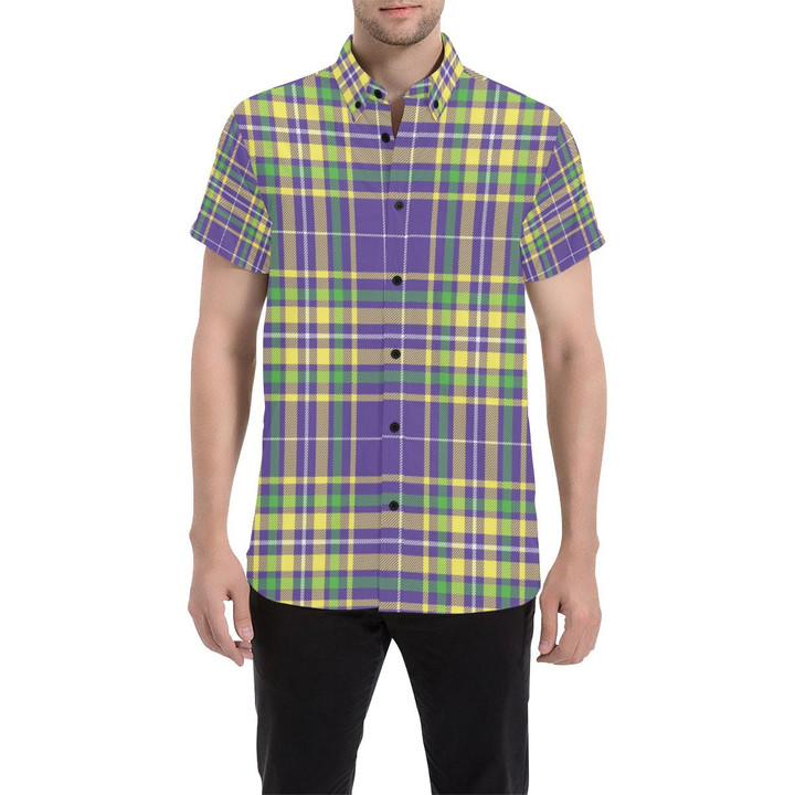 Mardi Gras Pattern Print Design 3d Men's Button Up Shirt