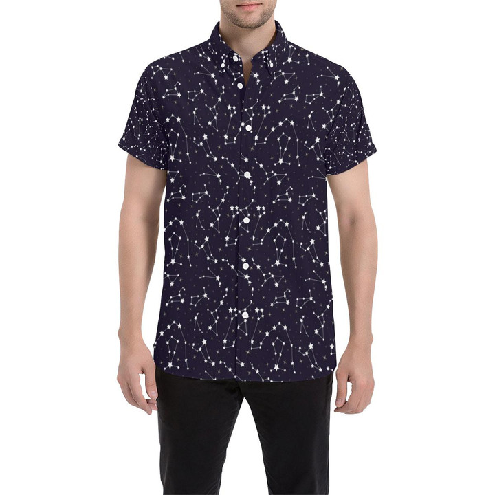 Zodiac Star Pattern Design Print 3d Men's Button Up Shirt