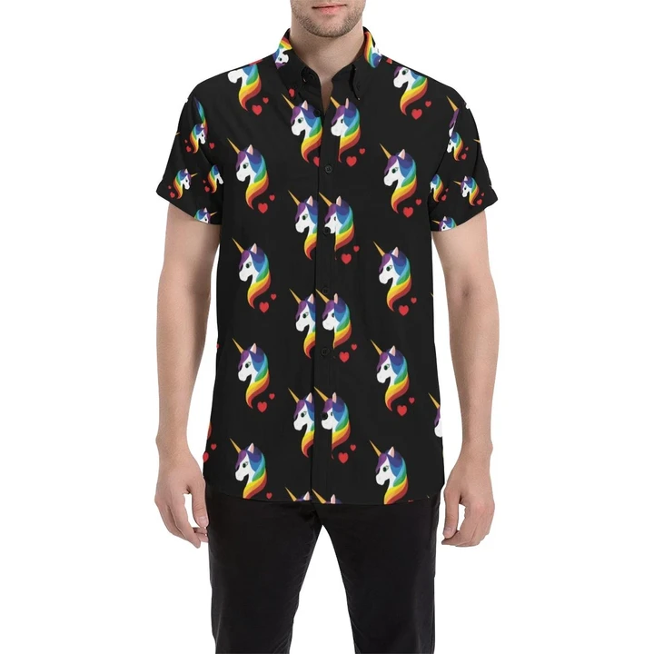 Rainbow Unicorn Pattern Print Design A03 3d Men's Button Up Shirt