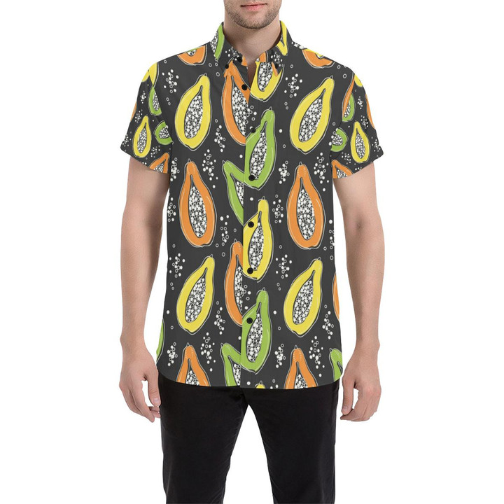 Papaya Pattern Print Design Pp05 3d Men's Button Up Shirt