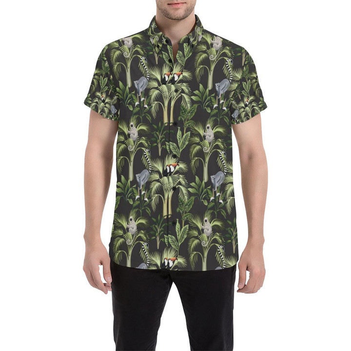 Rainforest Pattern Print Design Rf05 3d Men's Button Up Shirt