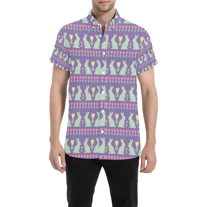 Rabbit Pattern Print Design Rb01 3d Men's Button Up Shirt