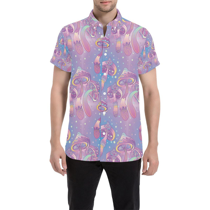 Psychedelic Mushroom Pattern Print Design A01 3d Men's Button Up Shirt