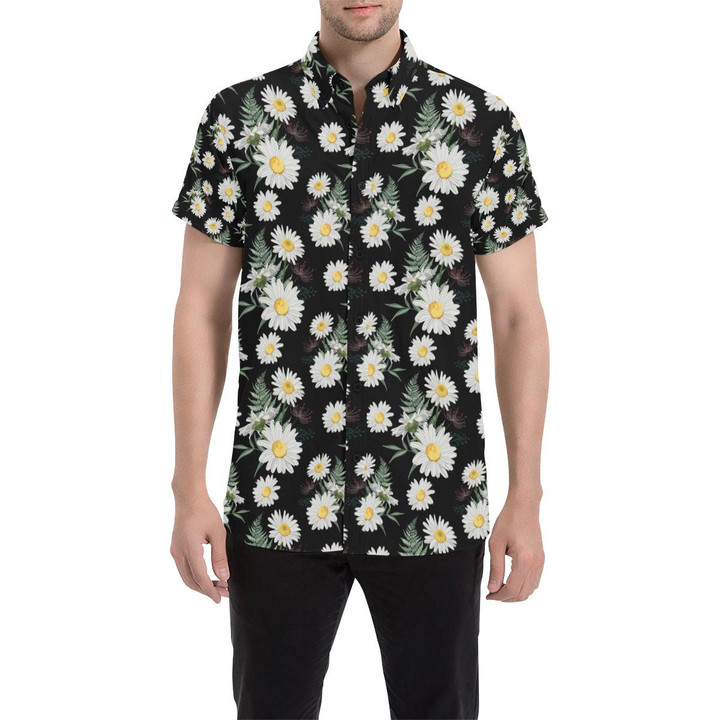 Daisy Pattern Print Design Ds07 3d Men's Button Up Shirt