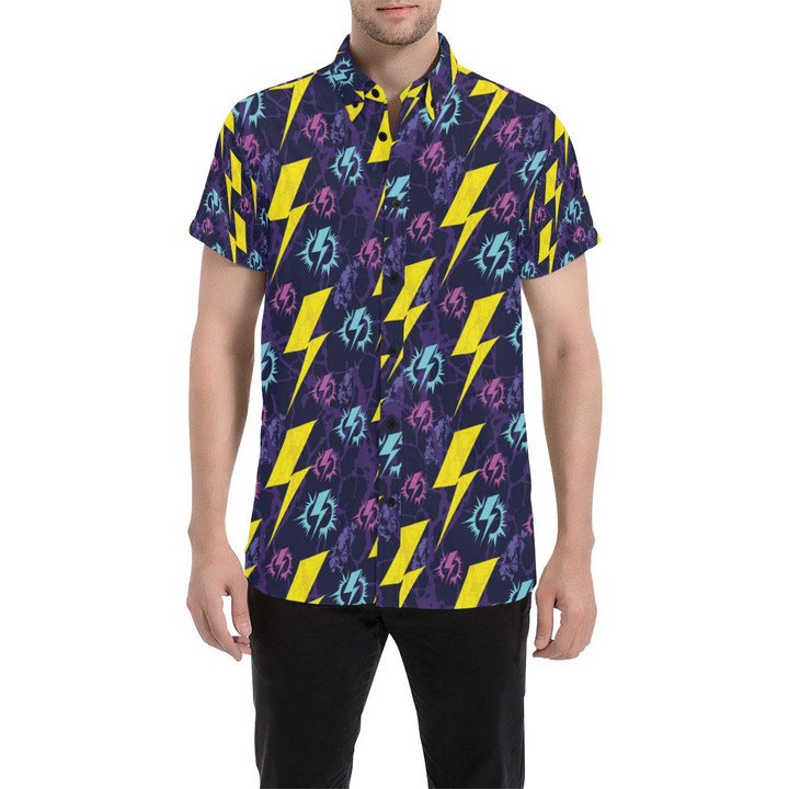 Lightning Thunder Pattern Print Design 01 3d Men's Button Up Shirt