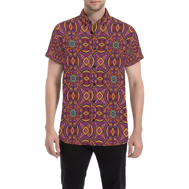 Bohemian Pattern Print Design 10 3d Men's Button Up Shirt