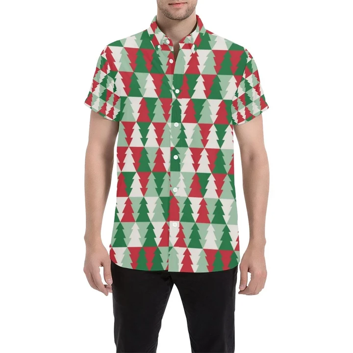 Christmas Tree Pattern Print Design 01 3d Men's Button Up Shirt