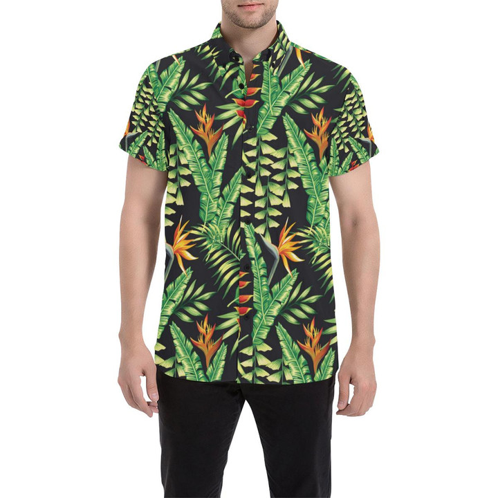 Hawaiian Flower Tropical Palm Leaves 3d Men's Button Up Shirt