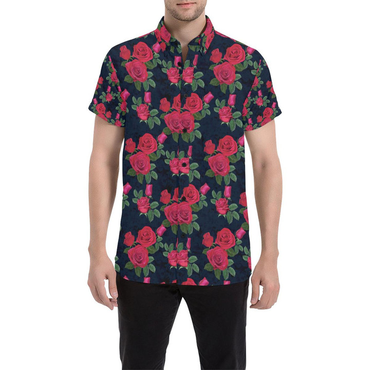 Rose Pattern Print Design A04 3d Men's Button Up Shirt