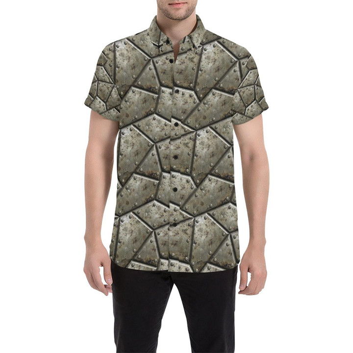 Armor Pattern Print Design 01 3d Men's Button Up Shirt
