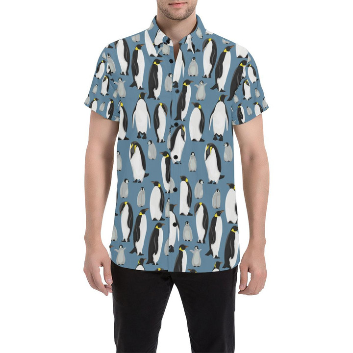 Penguin Pattern Print Design A03 3d Men's Button Up Shirt