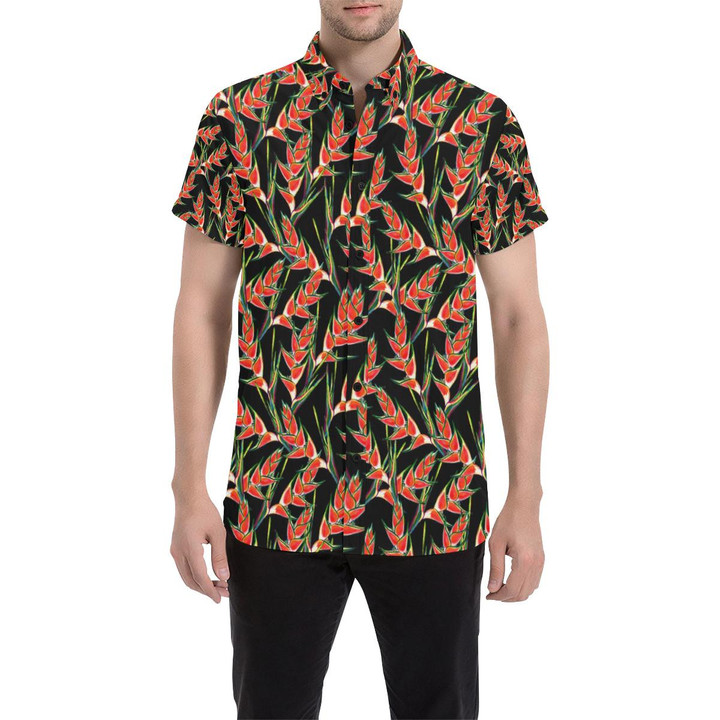 Heliconia Pattern Print Design Hl010 3d Men's Button Up Shirt