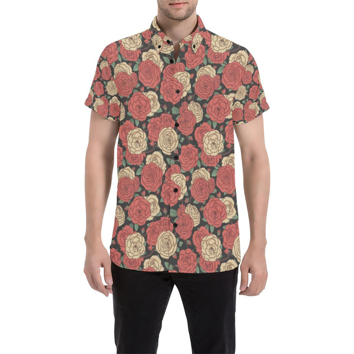 Camellia Pattern Print Design Cm01 3d Men's Button Up Shirt