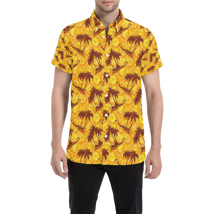 Palm Tree Pattern Print Design Pt012 3d Men's Button Up Shirt