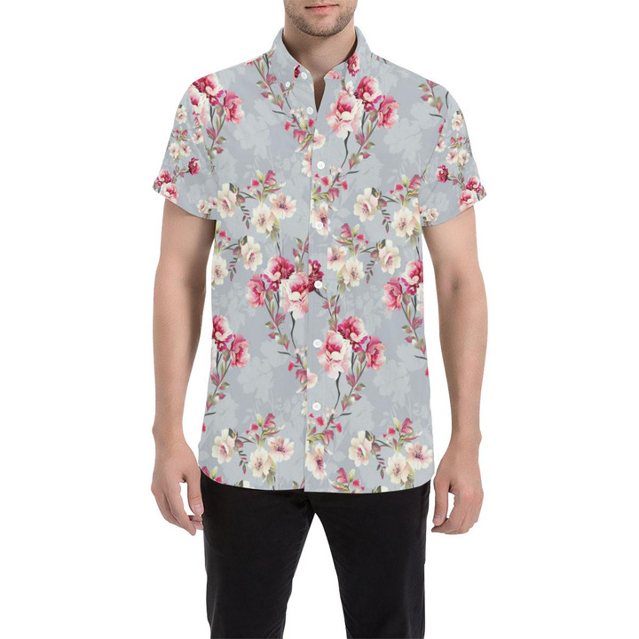 Summer Floral Pattern Print Design Sf02 3d Men's Button Up Shirt