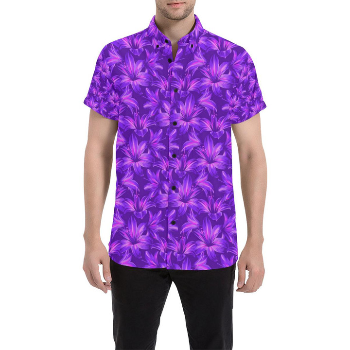 Amaryllis Pattern Print Design Al03 3d Men's Button Up Shirt