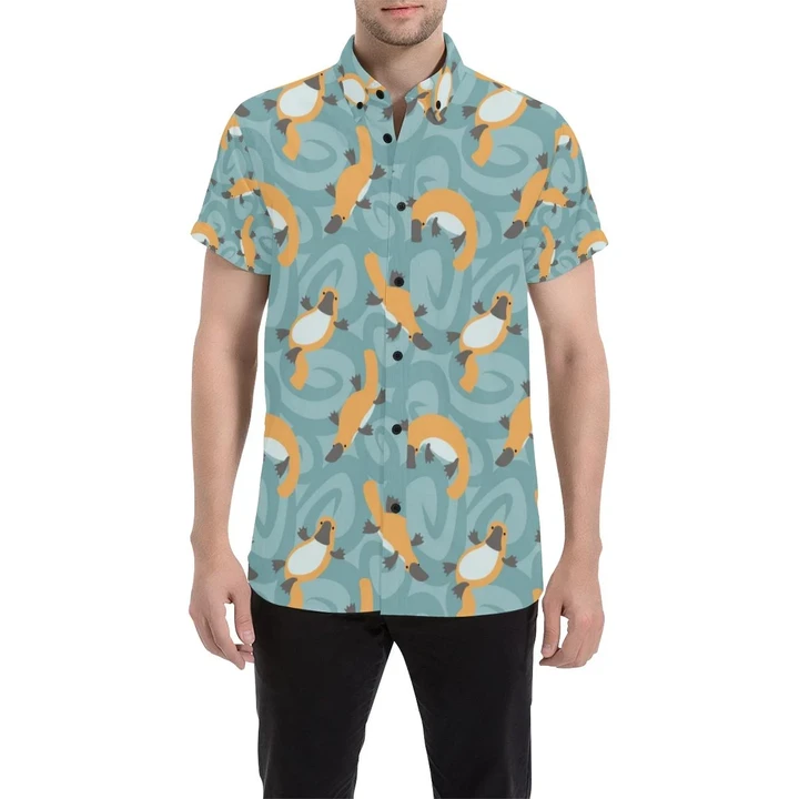 Platypus Pattern Print Design A01 3d Men's Button Up Shirt