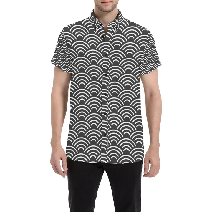 Scales Black White Pattern Print Design 03 3d Men's Button Up Shirt