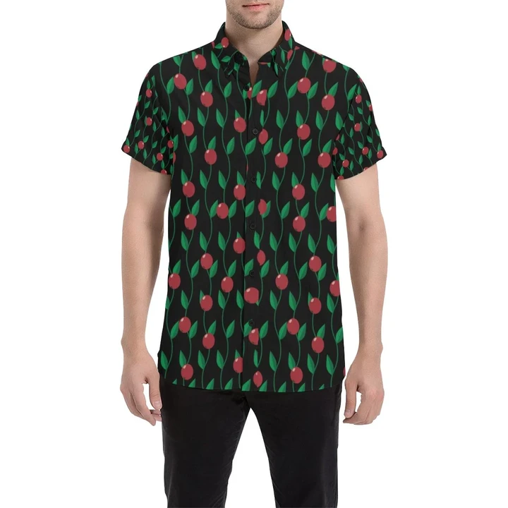 Cranberry Pattern Print Design Cb01 3d Men's Button Up Shirt