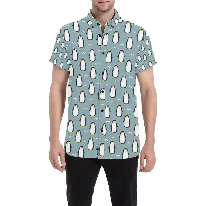 Penguin Pattern Print Design A02 3d Men's Button Up Shirt