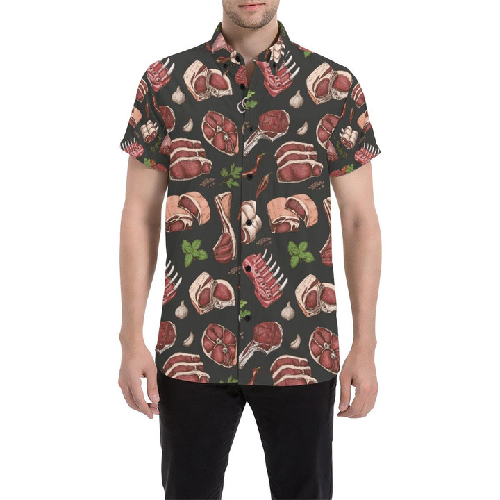 Meat Pattern Print Design 02 3d Men's Button Up Shirt