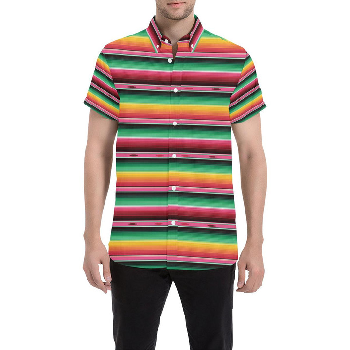 Mexican Blanket Classic Print Pattern 3d Men's Button Up Shirt