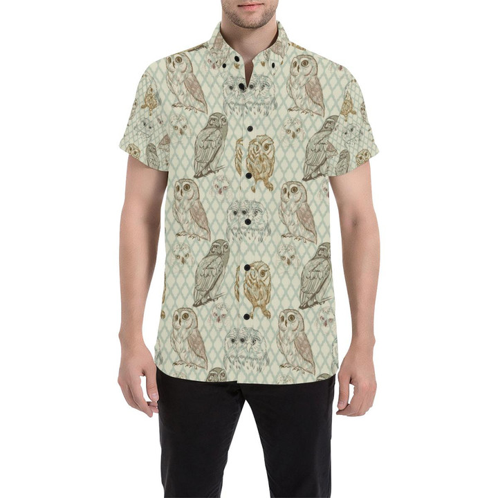 Owl Pattern Print Design A03 3d Men's Button Up Shirt
