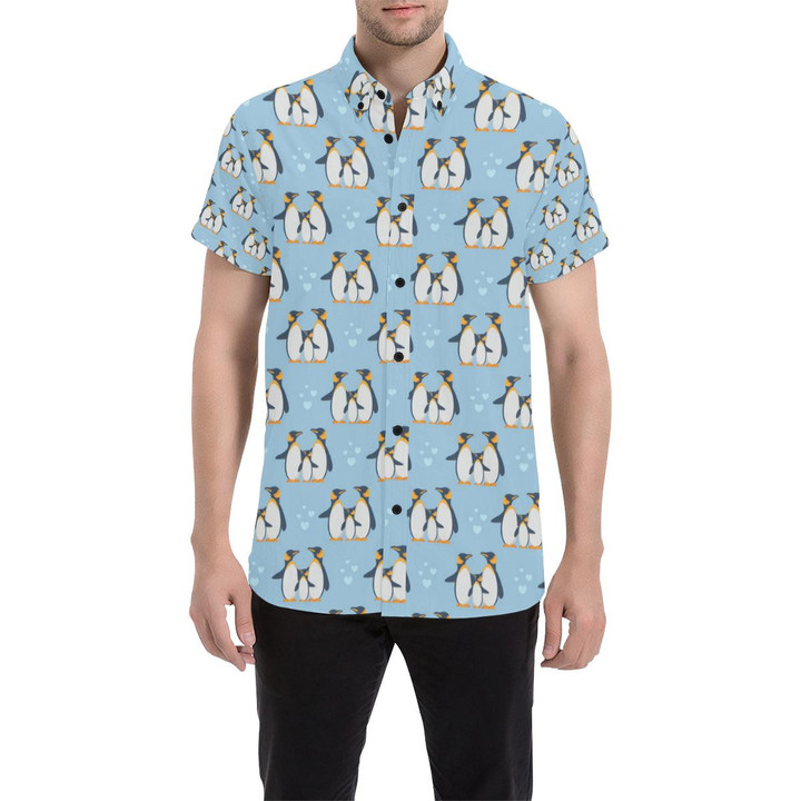 Penguin Pattern Print Design A04 3d Men's Button Up Shirt