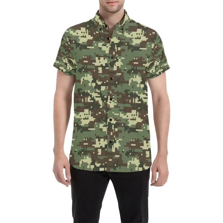 Acu Digital Army Camouflage 3d Men's Button Up Shirt