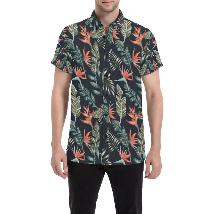 Bird Of Paradise Pattern Print Design Bop02 3d Men's Button Up Shirt