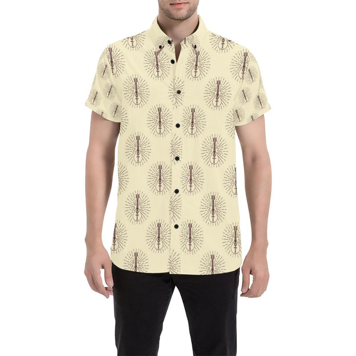 Mandolin Pattern Print Design 02 3d Men's Button Up Shirt
