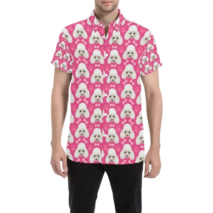 Poodle Pattern Print Design A04 3d Men's Button Up Shirt