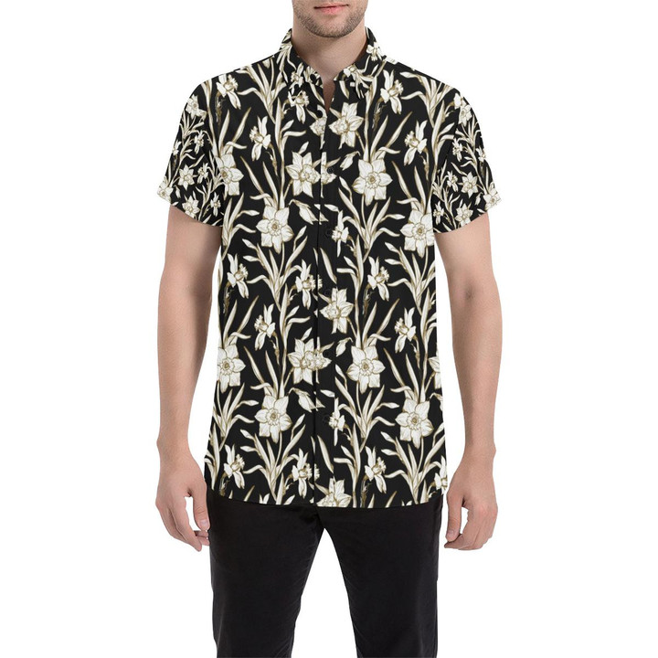 Daffodils Pattern Print Design Df06 3d Men's Button Up Shirt