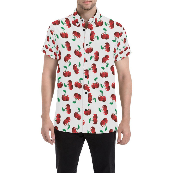 Cherry Pattern Print Design 01 3d Men's Button Up Shirt