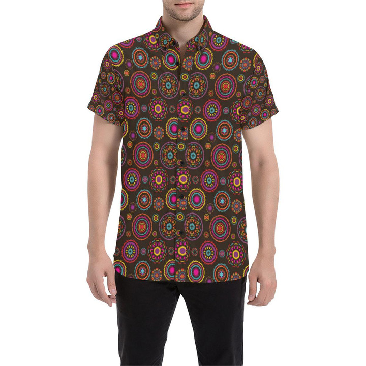 Bohemian Pattern Print Design 01 3d Men's Button Up Shirt