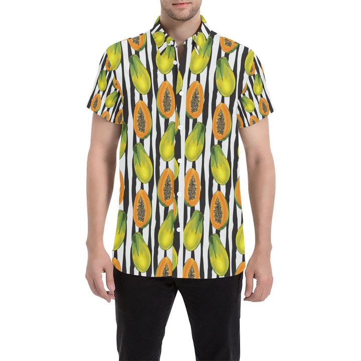 Papaya Pattern Print Design Pp01 3d Men's Button Up Shirt
