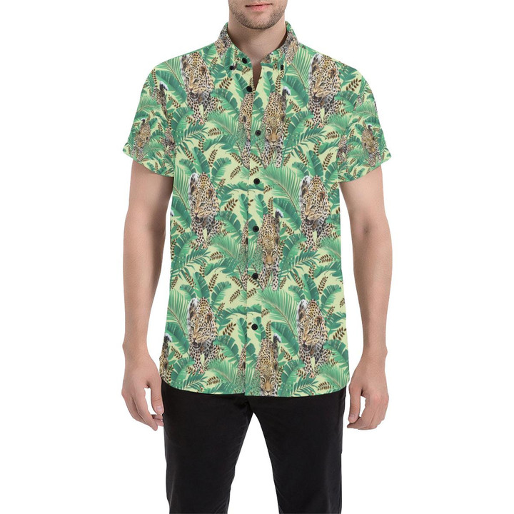 Leopard Pattern Print Design 03 3d Men's Button Up Shirt