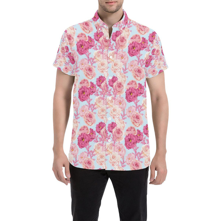 Lisianthus Pattern Print Design Lt05 3d Men's Button Up Shirt