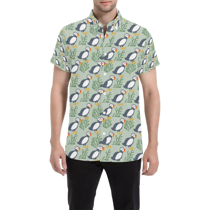 Puffin Pattern Print Design A04 3d Men's Button Up Shirt