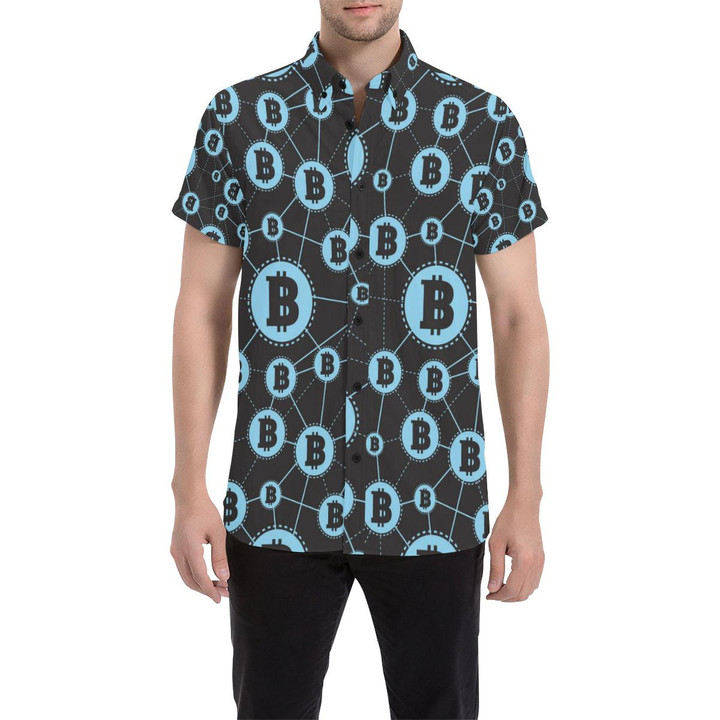 Cryptocurrency Pattern Print Design 02 3d Men's Button Up Shirt