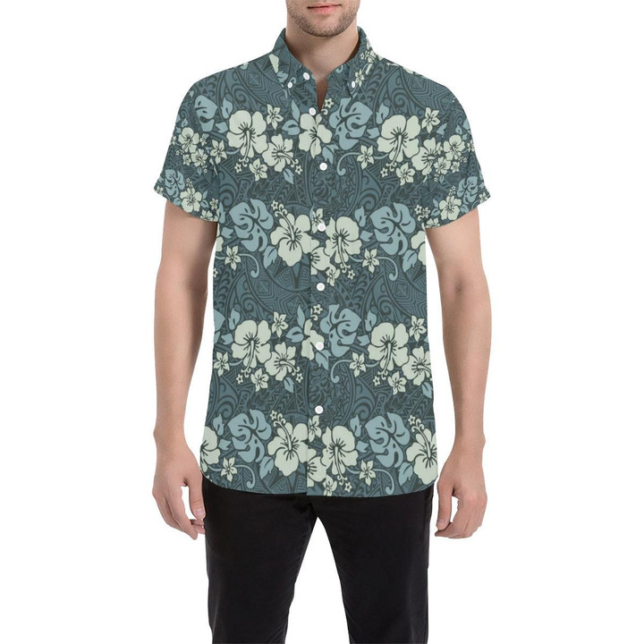 Flower Hawaiian Hibiscus Style Print Pattern 3d Men's Button Up Shirt